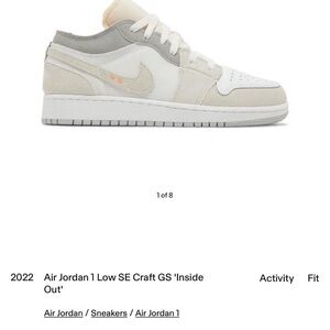 Nike Air Jordan 1 Low SE Craft GS 'Inside Out' - White and Gray